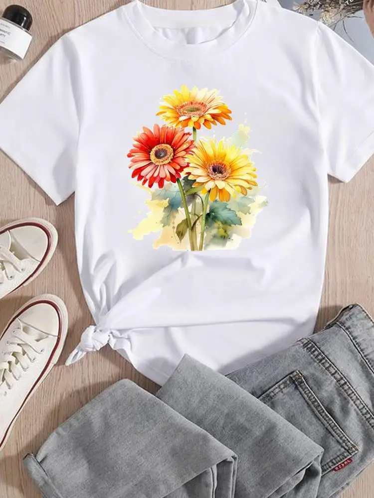

Flower Floral Trend 90s Style Cute Printed Graphic T Top Women Fashion T-Shirt Cartoon Tshirts Tee Casual Lady Print Clothing