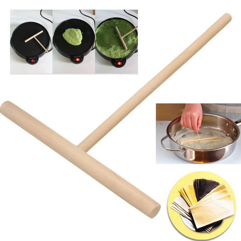 Wooden Spreader Stick T-Shaped Pancake Utensils Pancake Batter Tool Chinese Crepes Omelette Pie Tools DIY Kitchen Specially Tool