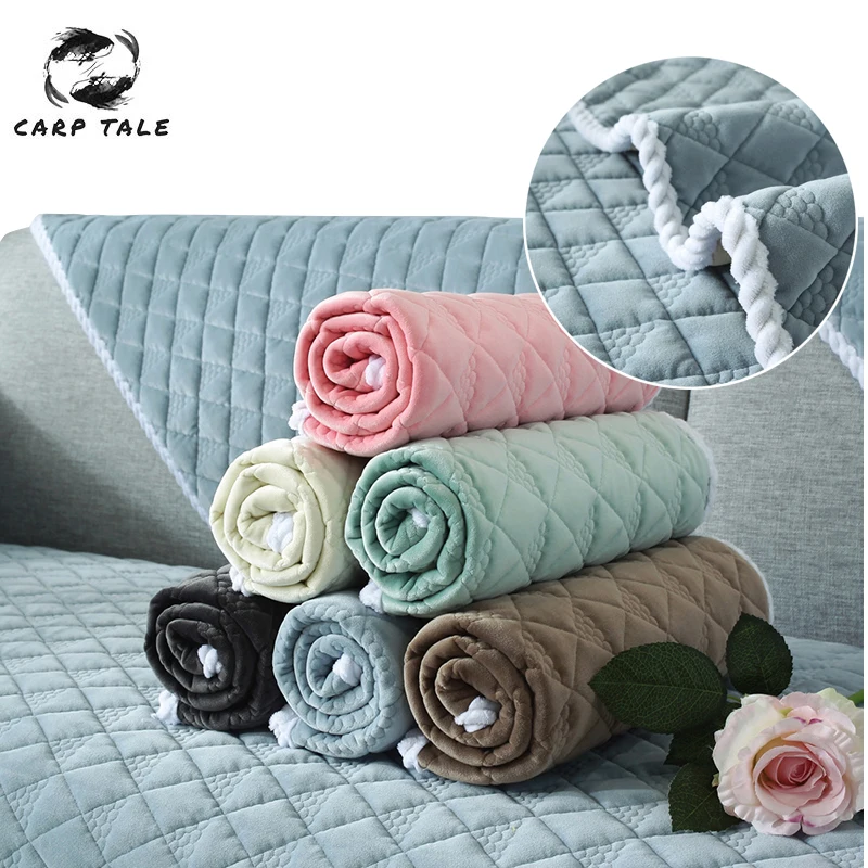 

Crystal Plush Sofa Cover Non-slip Corner Sofa Seat Covers For Living Room 3-seater Solid Color Couch Cover Protective Slipcovers