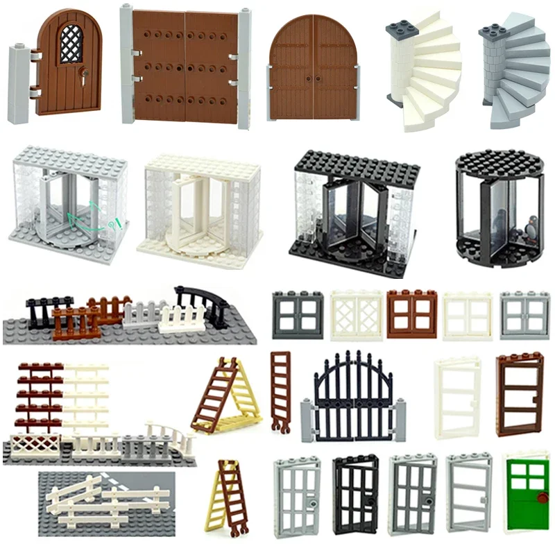 DIY City Friends House Building Blocks Set with Fence, Stairs, Ladder, Gate, Door, Window, and Garden Figures