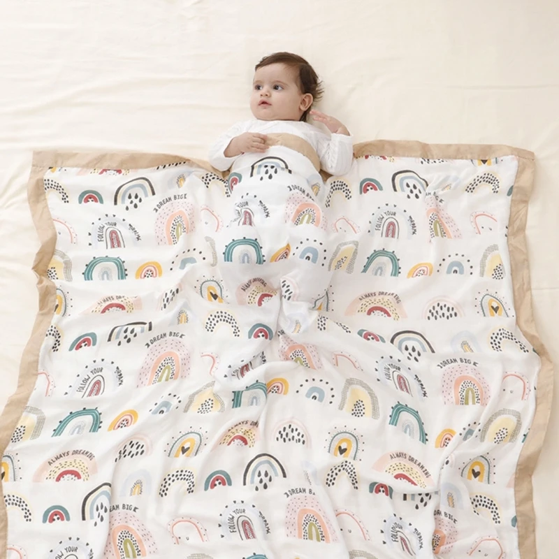 Bamboo Cotton Muslin Baby Blanket Soft Cartoon Newborn Swaddle Blanket Boys Girls Bedding Quilt Baby Receiving Blanket Baby Gift cotton children sleeping quilt blanket with emborider kids conditioner room nap blanket four season warm baby quilt blanket