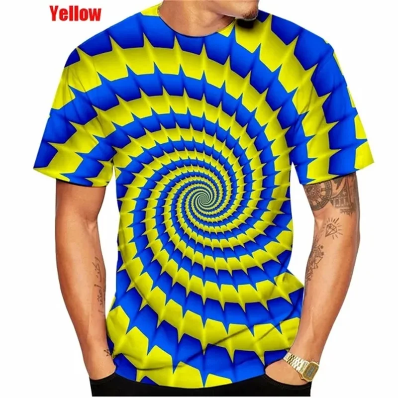 

Funny 3D Vertigo Black White Printed T Shirt Men Women Personalized Colorful Vertigo Hypnotic Tee Tops Kids Short Sleeve Tshirt