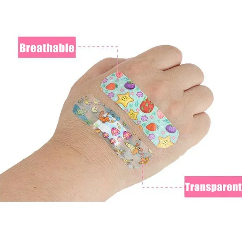 100Pcs For ChildrenCute Cartoon Bandages Flexible Adhesive Kids Bandages Bulk Kids  Strips Medical Waterproof Breathable