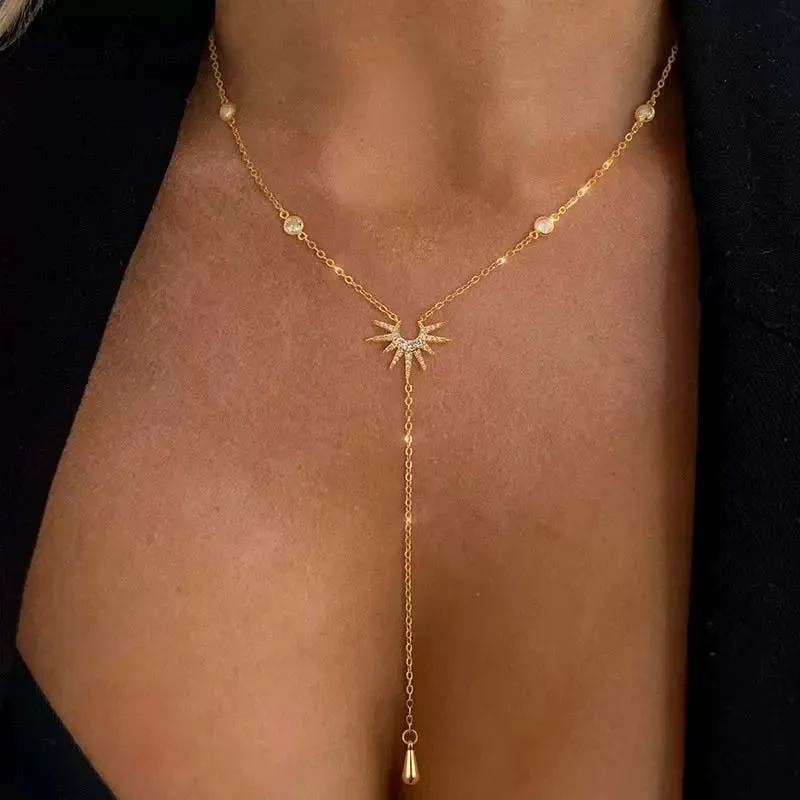 Stainless Steel Y-Shaped Pendant Necklace for Women Girls