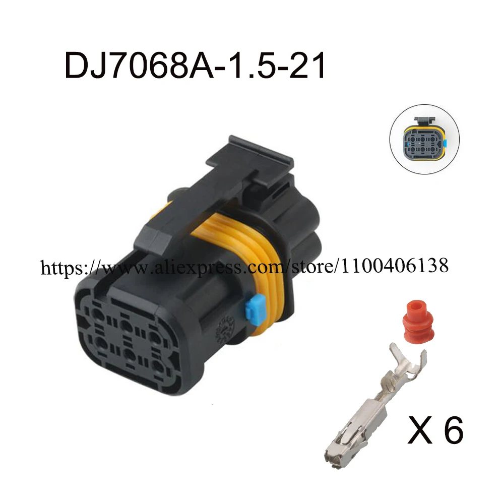 

100SET include terminal seal DJ7068A-1.5-21 automotive waterproof connector 6 pin female male cable plug
