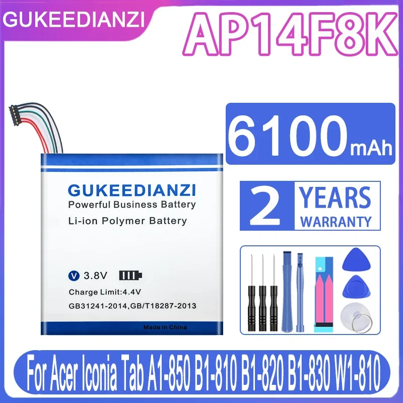 

GUKEEDIANZI 6100mAh AP14F8K Battery For Acer Iconia Tab A1-850 B1-810 B1-820 B1-830 W1-810 Batteries + Free Tools