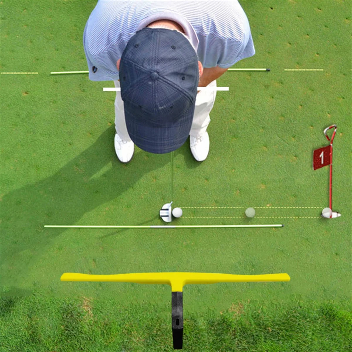 BAAU Golf Putting Trainer T-Putting Exerciser with Gesture Alignment Aid-Golf Putter Training Accessories