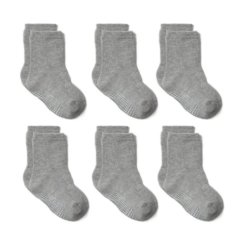 6 Pairs Baby Socks Kids Socks for Boys Girls Cotton Soft Solid Color Anti-slip Floor Toddler Stockings Children's Clothing 0-7Y