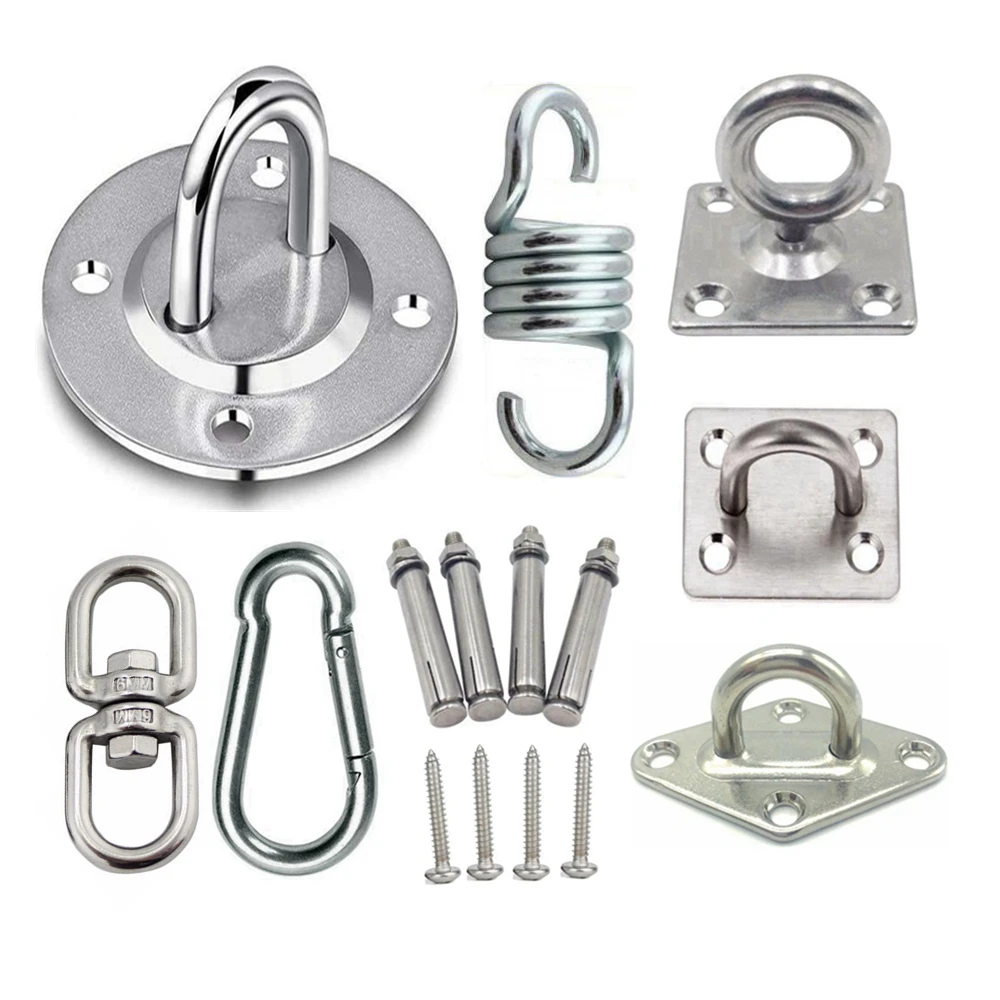 CEKER 1000 lb Capacity SUS304 Stainless Steel 180°Heavy Duty Swing Hangers Wall Ceiling Mount Suspension Hooks Swing Bracket Hanging Hardware Sets for Por Porch Yoga Trapeze Playground Hammock Gym 