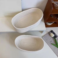 Cotton Rope Woven Storage Baskets Cosmetics Desktop Organizer Table Top Sundries Key Bedside Storage Basket 6