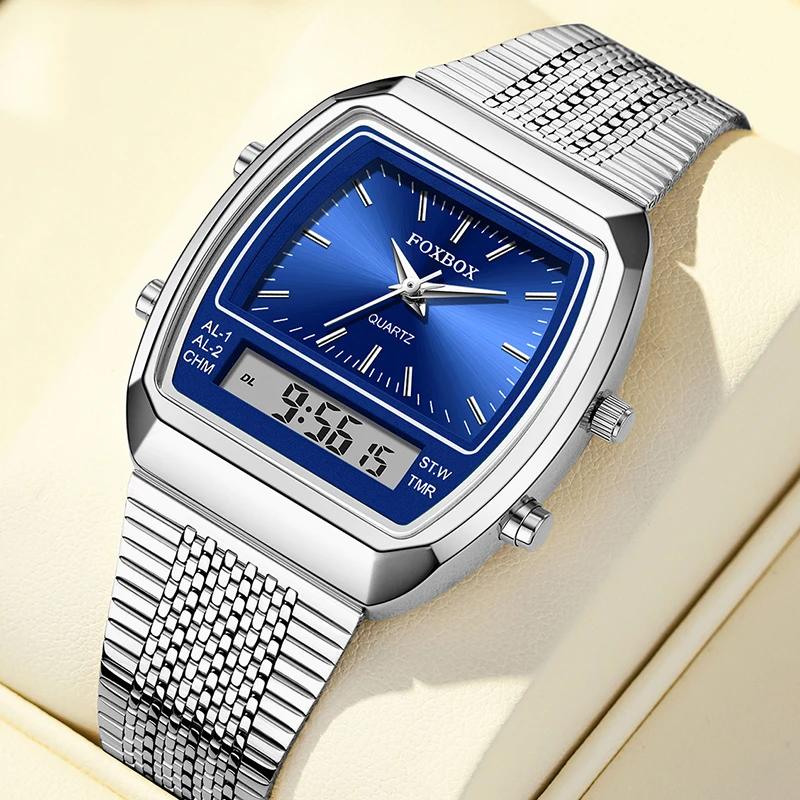 2025 New Women Watch FOXBOX Top Brand Luxury Square Digital Watch For Women Fashion Elegant Sports Waterproof Quartz Watch Femme