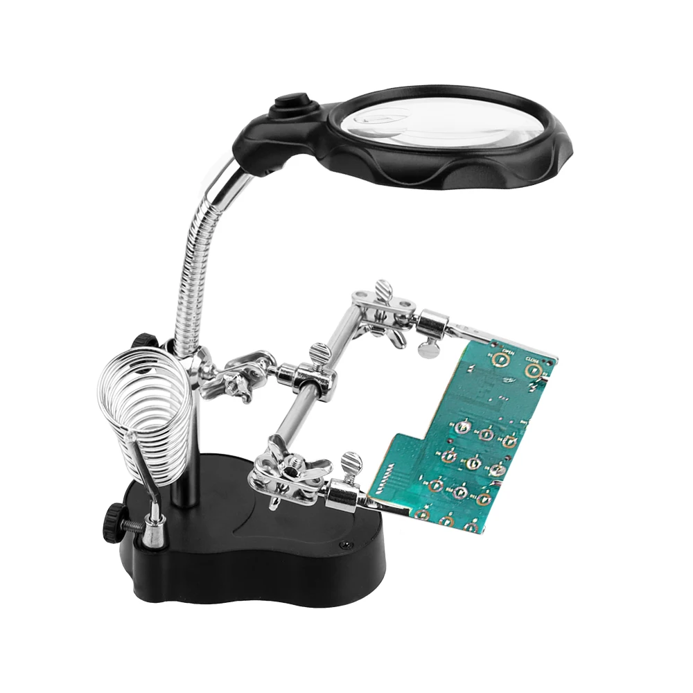 inverter arc welder Welding Equipment Auxiliary Tool Magnifier LED Lighting Soldering Stand Third Hand Helping Repair Tool Desktop Soldering Holder electronics soldering kit