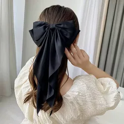 Elegant Satin Bow Hair Clip (Black)