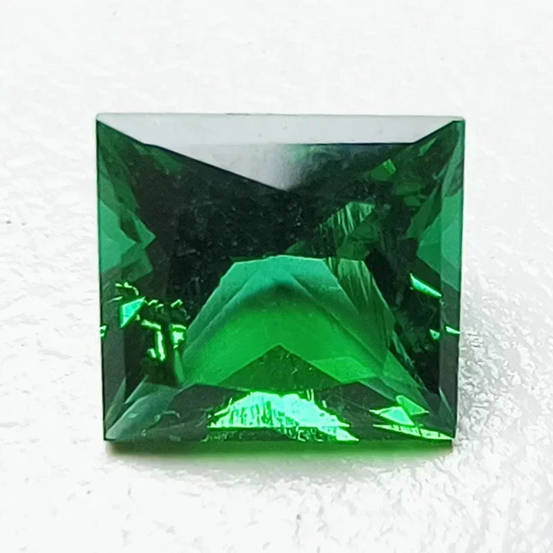 Lab Grown Zambian Emeralds Hydrothermal Hand Cutting Princess Cut with Cracks Inclusions Inside Selectable AGL Certificate