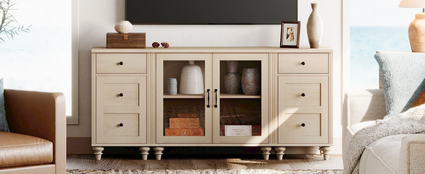 glass door buffet sofa table