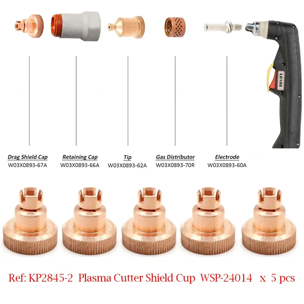 5 Pcs KP2845-2 Plasma Cutting Machine Guard Cup WSP-24014 Plasma Machine Consumables For Tomahawk 1538 LC105 Cutting Torch 6