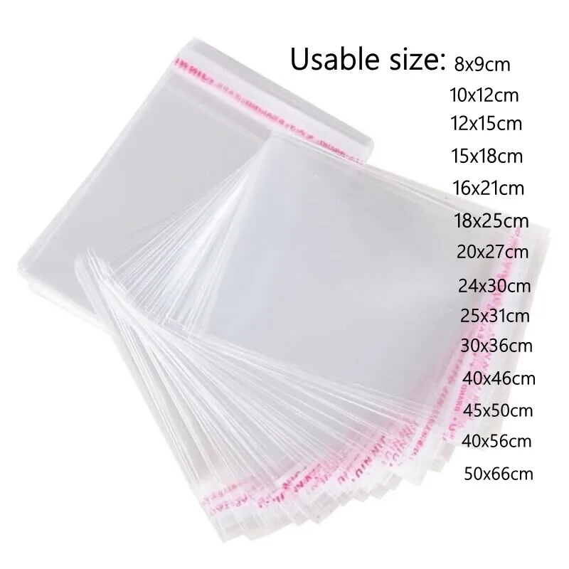 200/100 pcs Clear Plastic Self Adhesive Bag Self Sealing Jewelry Accessories Candy Packing Resealable Gift Cookie Packaging Bag