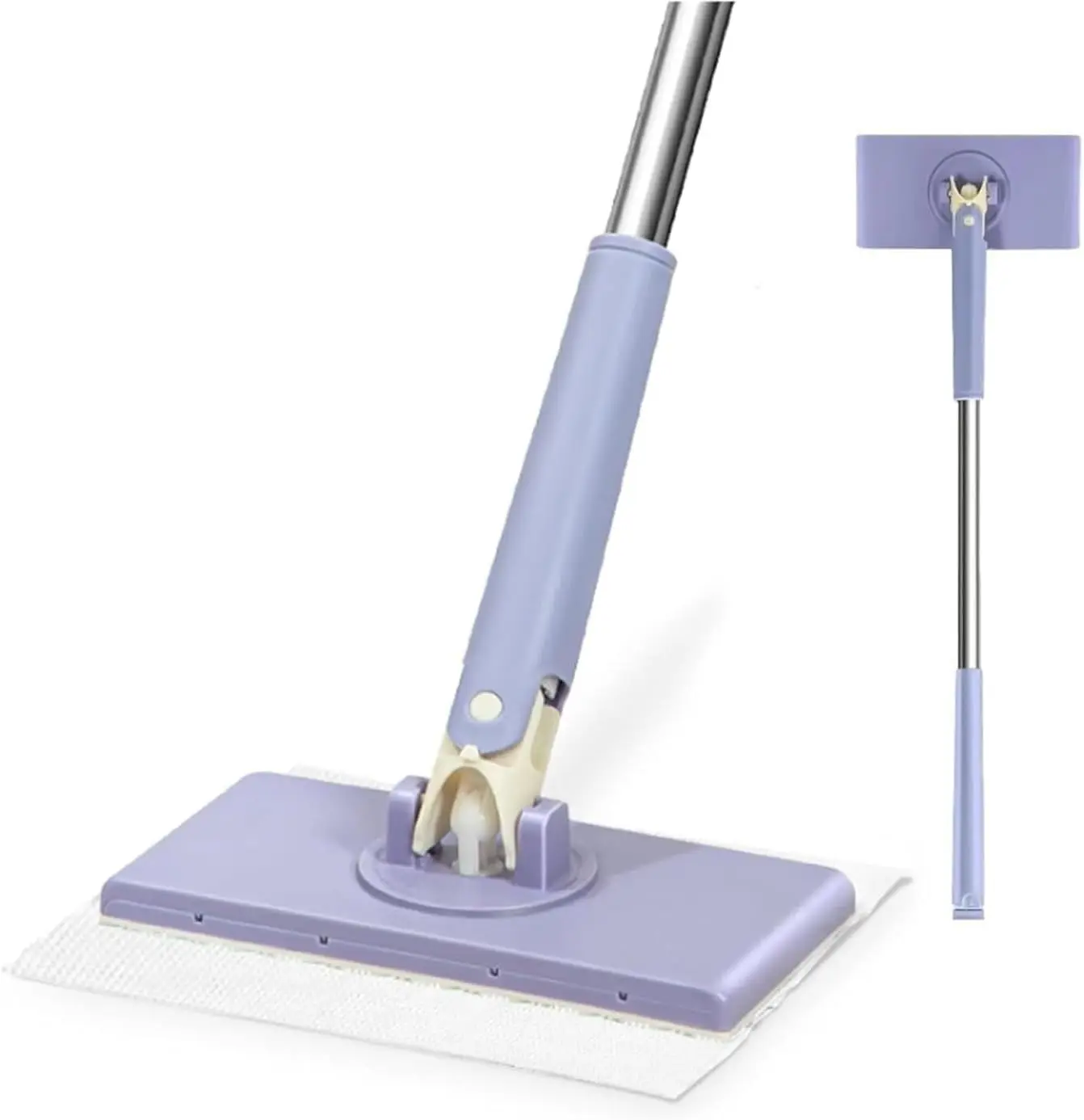 Snap Grip Mini Mop,Convenient Cloth Changing Mini Mop,Retractable Gap Dust Cleaner Flat Mops with Locking Head &Sweeping Cloths (Purple) 1