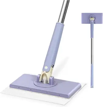 Snap Grip Mini Mop,Convenient Cloth Changing Mini Mop,Retractable Gap Dust Cleaner Flat Mops with Locking Head &Sweeping Cloths  (Purple) 1