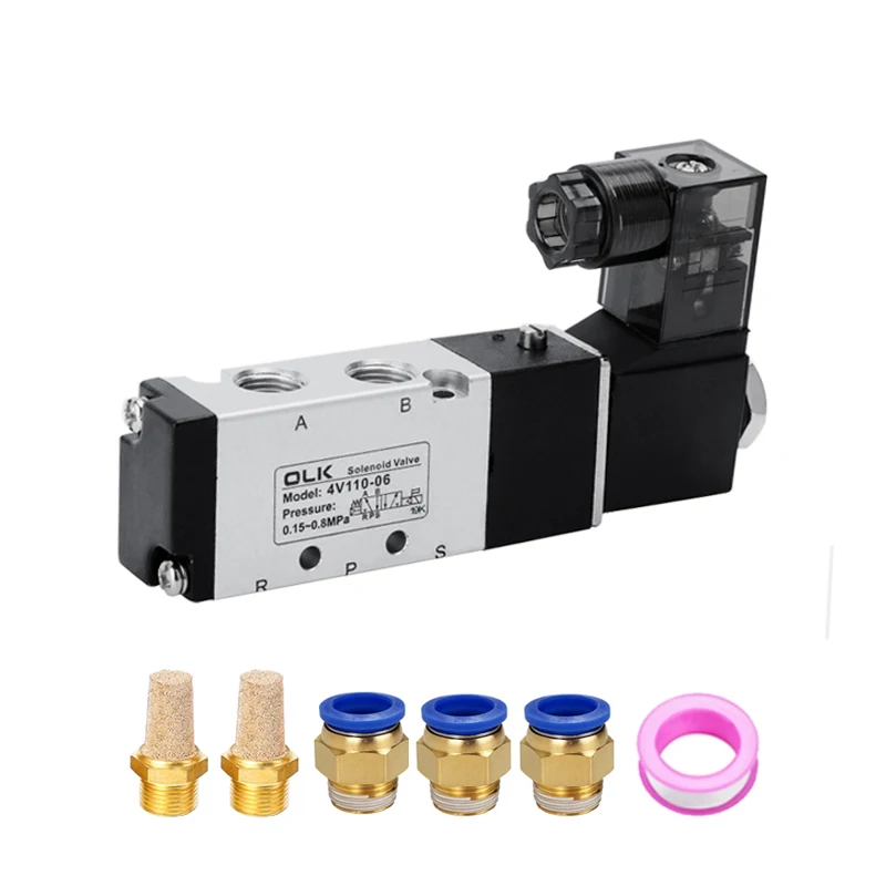 Posição Pneumática do Porto da Maneira da Válvula 4v11006 do Solenóide para a Válvula Dc12v 24v Ac24v 110v do Compressor de ar 220v