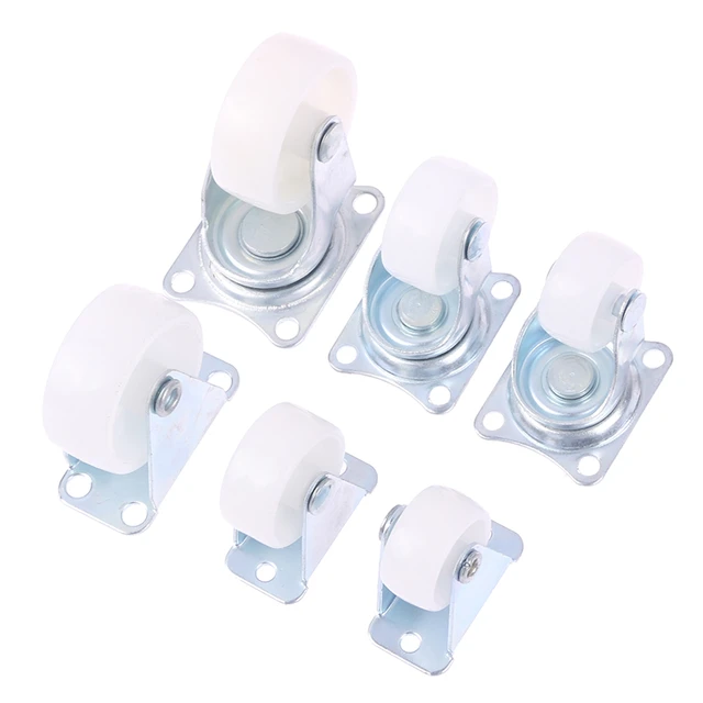 4pcs Wheel Castor White PP Nylon flat base Universal Swivel Casters  Furniture Dual Roller Wheel For Platform Trolley Chair - AliExpress