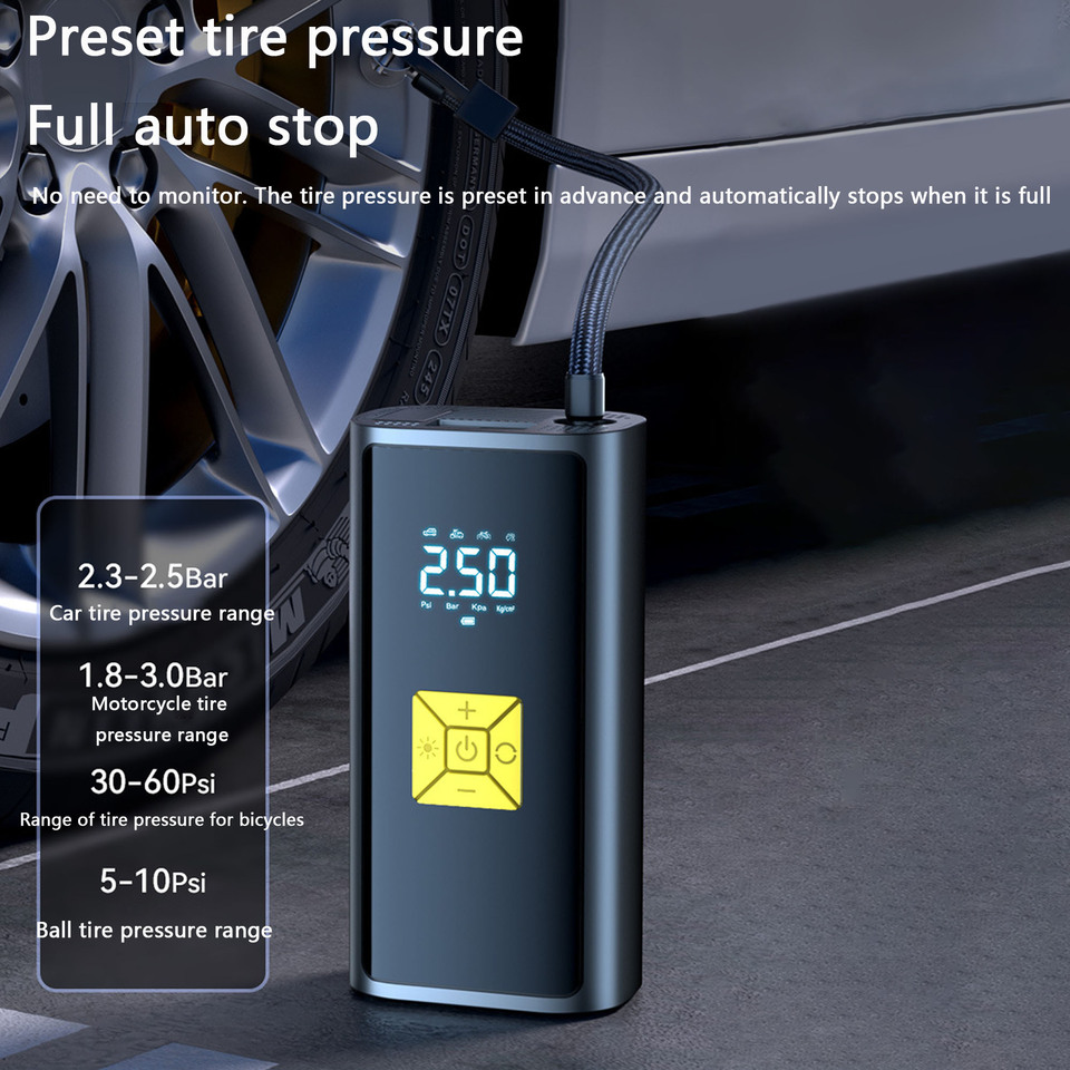 2V Car Air Pump with Digital Display, Auto Shut Off & LED Light, Fast Tire Inflation for Road Trips/Camping