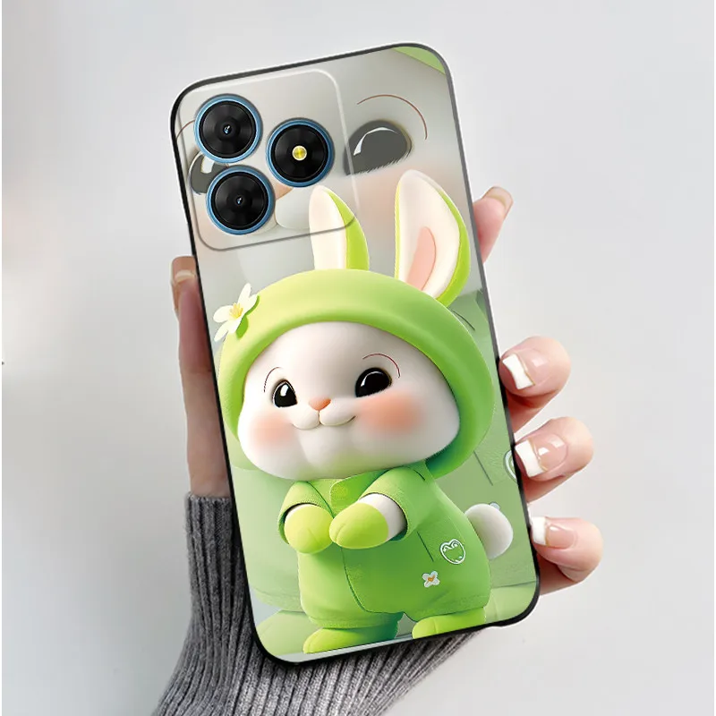 Cute Love Rabbit Black Soft Silicone Protective Back Cover
