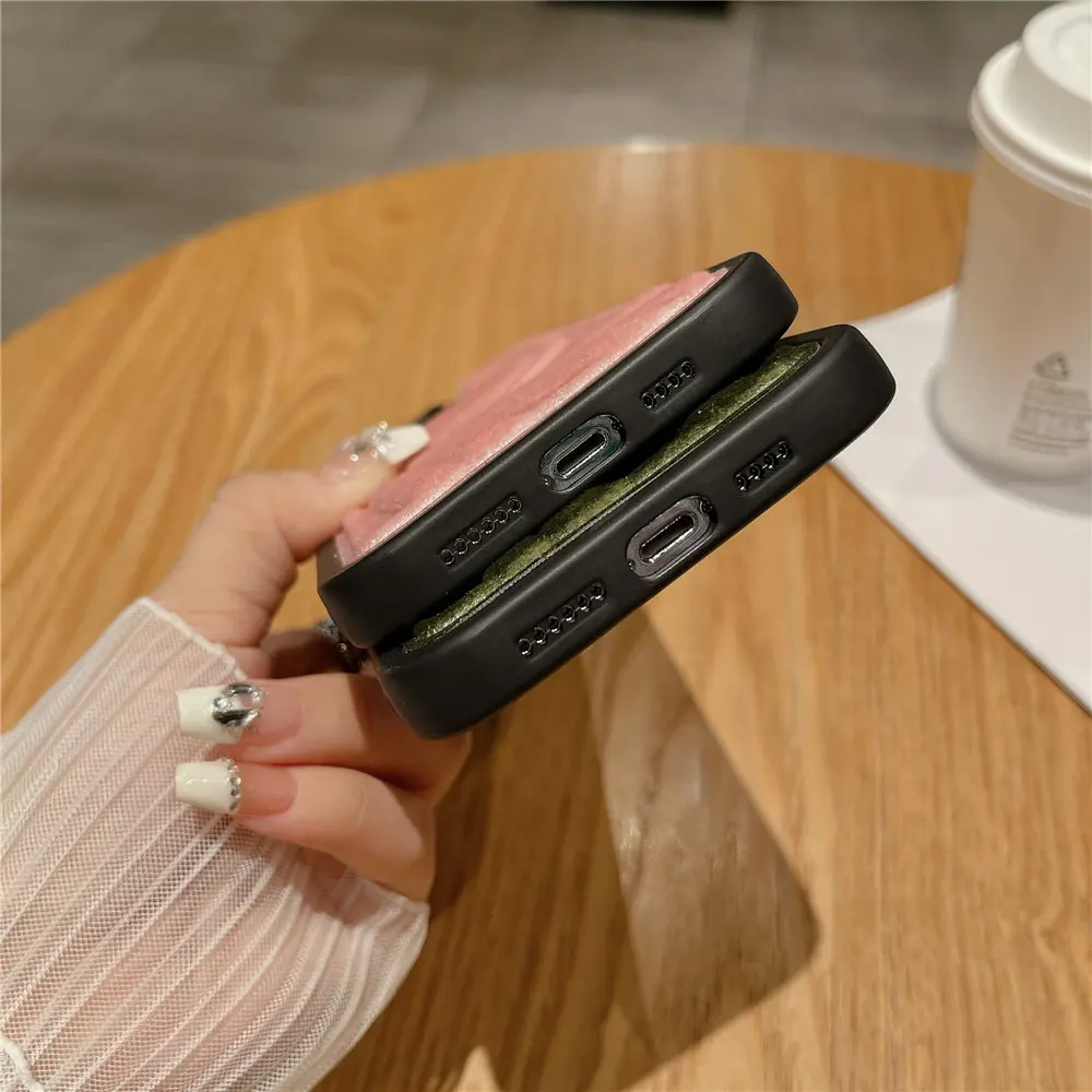 Custodia morbida al tatto in pelliccia con motivo a cuore 3D per iPhone 15 14 Plus 12 13 11 Pro Max, pellicola protettiva antiurto in vetro temperato_voghion.com