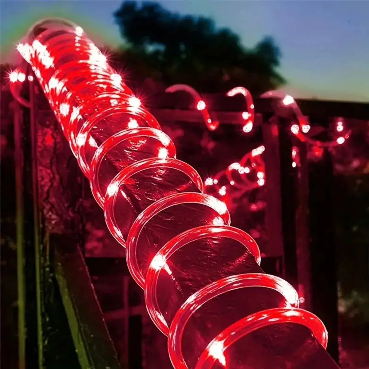 Solar-Powered LED Tube Rope String Lights - 50 LEDs, 8 Modes, Waterproof