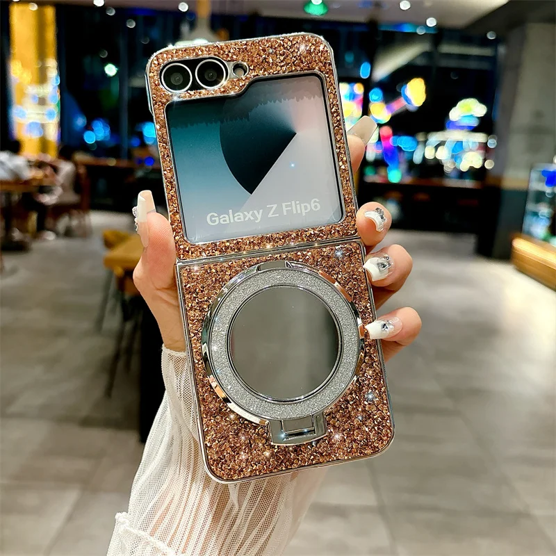 Electroplated Mirror Bracket Leather Phone Case - Elegant Protective Cover