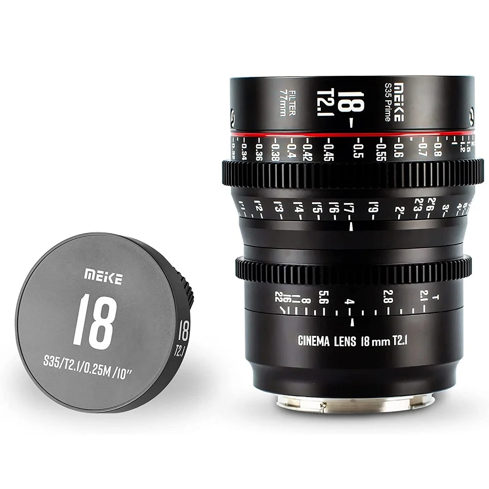 Meike 18Mm T2.1 S35 Obiettivo Cinematografico Per Canon Ef Mount Eos C100 Mark Ii Eos C200 Eos 300 Mark Ii Eos C300 Mark Iii Zcam E2-S6 6K