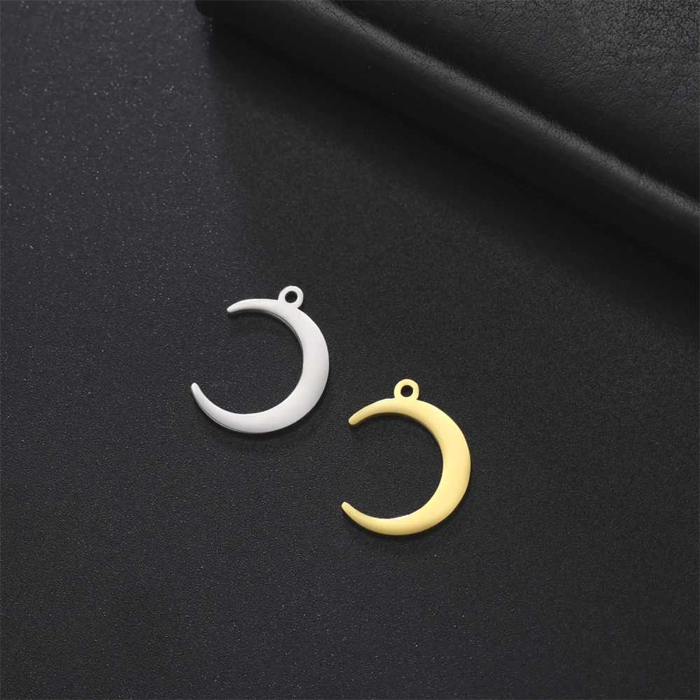 10 teile/los Edelstahl Halbmond Anhänger DIY Schmuck Herstellung Halskette Armband Ohrringe winzige Charms Zubehör Großhandel – Detail 2