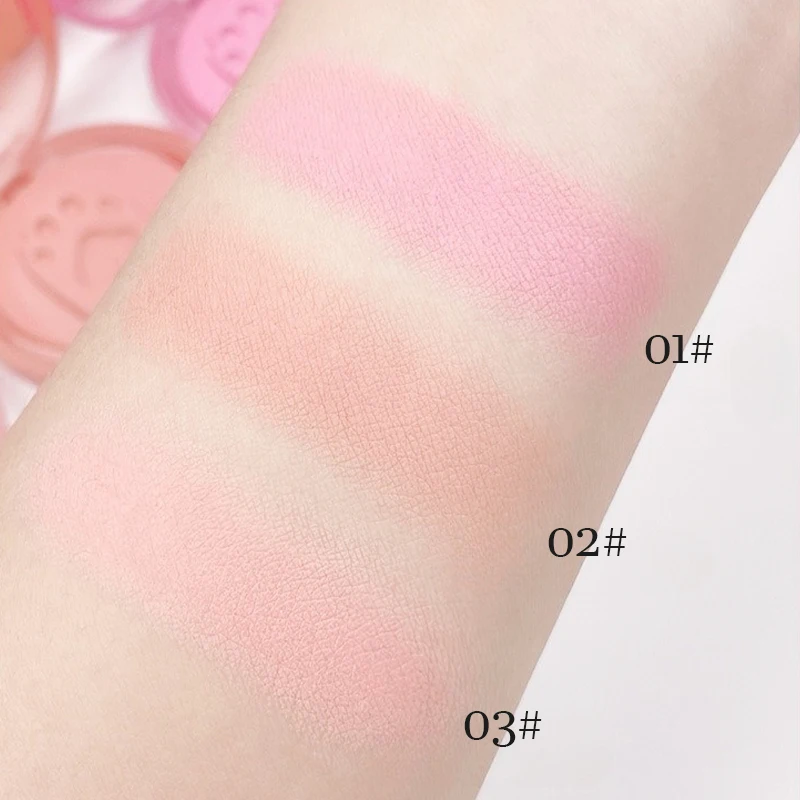 Blush Cream Facial Blusher Cream Blusher 3D Relief Cat Footprint Makeup Face Tint Cheek Contour Brightens Natural Matte Mousse Rouge Puff