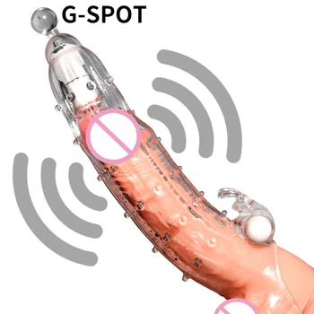 Penis Sleeve Extensions Condom Male Enlargement Delay Vibrators Clits Massager Cock Ring Vibrating Penis Cover Sex Toys For Men 3