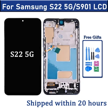 Display LCD TFT per Samsung Galaxy S22 S901B S901U S901W S901N S901E, Schermo Touch Screen per Samsung S22 5G con Cornice