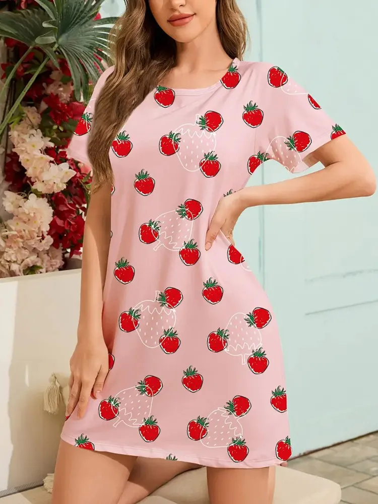 Women's Knee-Length Knit Nightgown with Soft Polyester Blend – Cute Sleepwear S30c821a546094d5e8fa1aaa3ccc5ddb2d