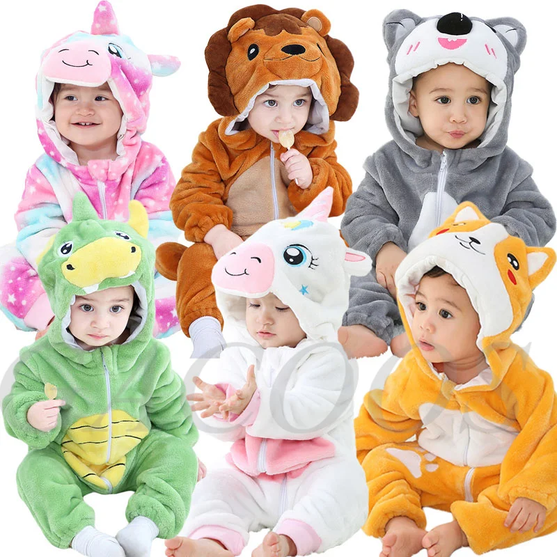 

Animal Cartoon Hooded Clothes for Babies Infant Baby Rompers Unicorn Lion Kigurumis Cosplay Party Costume Baby Boys Jumpsuits