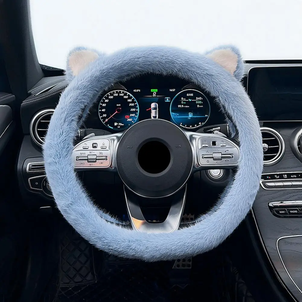 Winter Steering Wheel Cover  Practical Anti-static Good Hand Feeling  Washable Steering Wheel Cover Protector for Vehicle