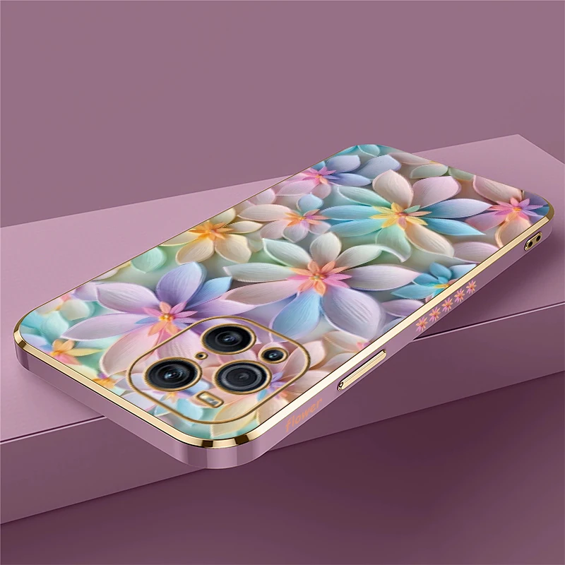 Colorful Flower Pattern Plating Shockproof Soft Silicone Case