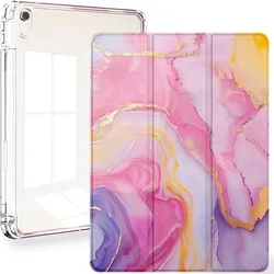 Smart iPad Case with Pen Holder, Enhanced Protection and Functionality - iPad(A16)  11th 11 (Pink Blue Gold)