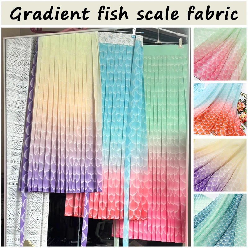 Farbverlauf Drachens chuppen muster Druck Stoff für DIY Badeanzug Fee Prinzessin Kleid Cosplay Party Kostüme Näh materialien – Detail 6
