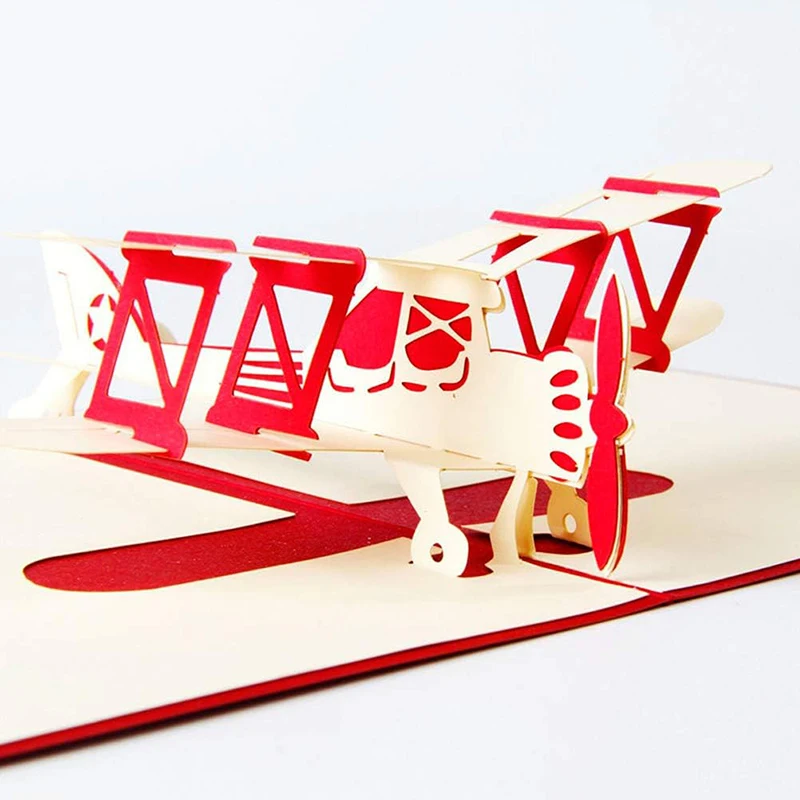 Party Invitation Cards 3D Airplane Style Greeting Card Model Decoration Paper Carving Folding DIY Festival Gathering Supply TMZ