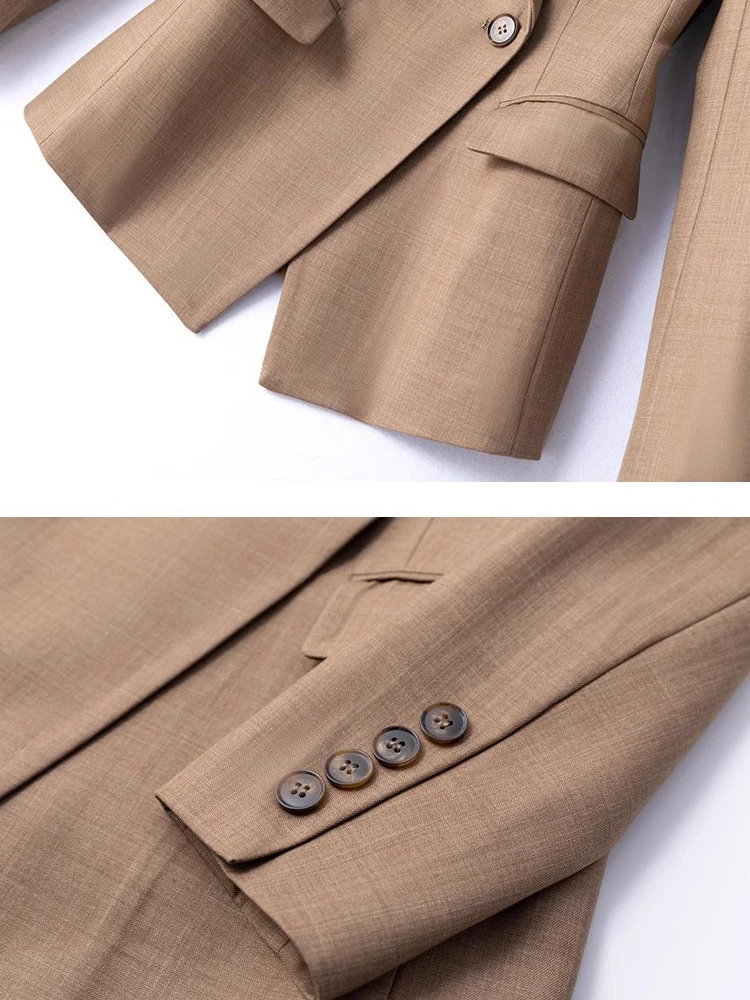 [LANMREM] Office Lady Suits Set Women Double Breasted Gathered Waist Fit Blazers High Waist Straight Slim Pants 2024 New 26D9063