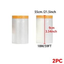 Pre - Taped Clear Plastic Masking Film for Painting and Protection (Transparent)