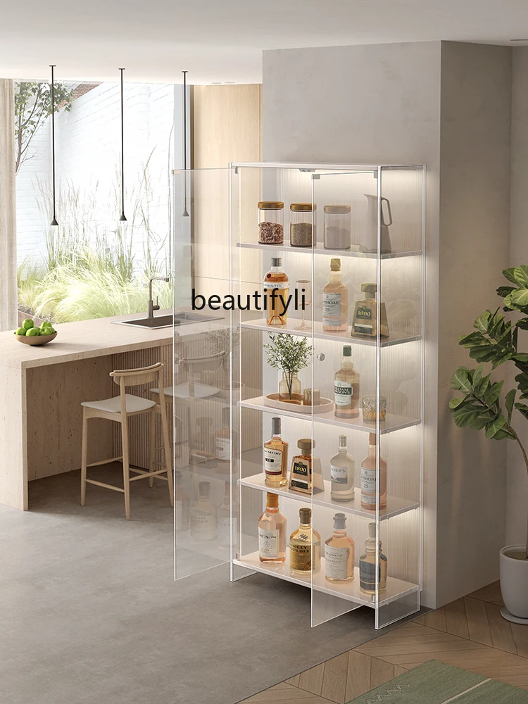 

Glass Wine Cabinet Living Room Home Acrylic Transparent Display Cabinet Shelf