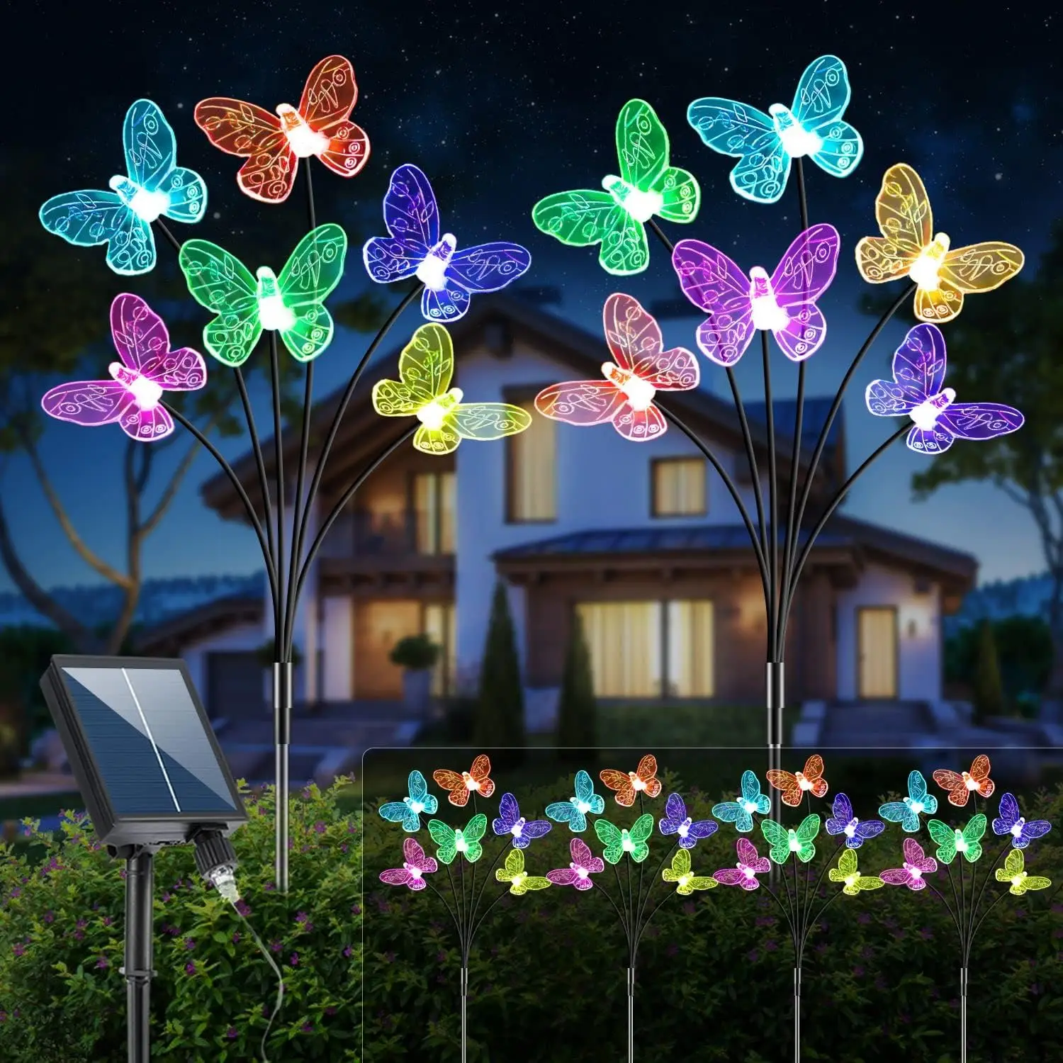 Butterfly Shadow Solar Light Outdoor Waterproof Solar Garden Lamp Retro LED Camping  Lantern Projection Lighting Home Decoration - AliExpress