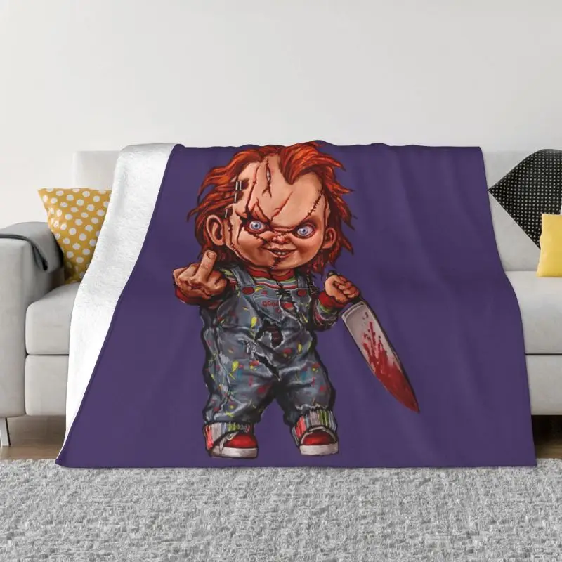 

The Killer Doll Chucky Blankets Breathable Soft Flannel Sprint Child's Play Horror Movie Throw Blanket for Sofa Office Bedroom 1