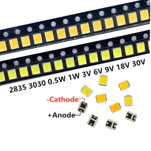 55 шт., светодиодные лампы 2835 SMD, 0,5 Вт, 1 Вт, 3 в, 6 в, 9 В, 18 в, 36 В, 4000 лм, K