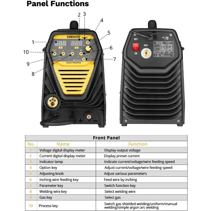 200A MIG/MMA Welder, DC Inverter Welding Machine,110V/220V Fully Digitally Control with Wire Brush,Earthing Cable,Digital Panel 3