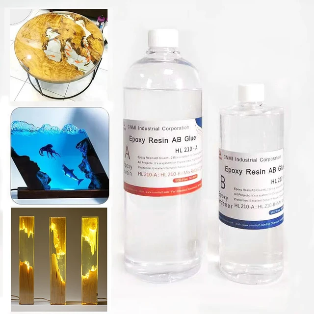 CNMI 2:1 AB Epoxy Resin Adhesive Transparent Gloss Crystal Curing Agent  Project Sealing DIY Art Casting Kit Resine Epoxy Complet - AliExpress